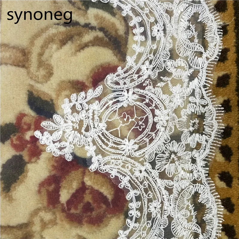 3 M White Cathedral Wedding Veils Long Lace Edge Bridal Veil with Comb Ivory Wedding Accessories Wedding Veil