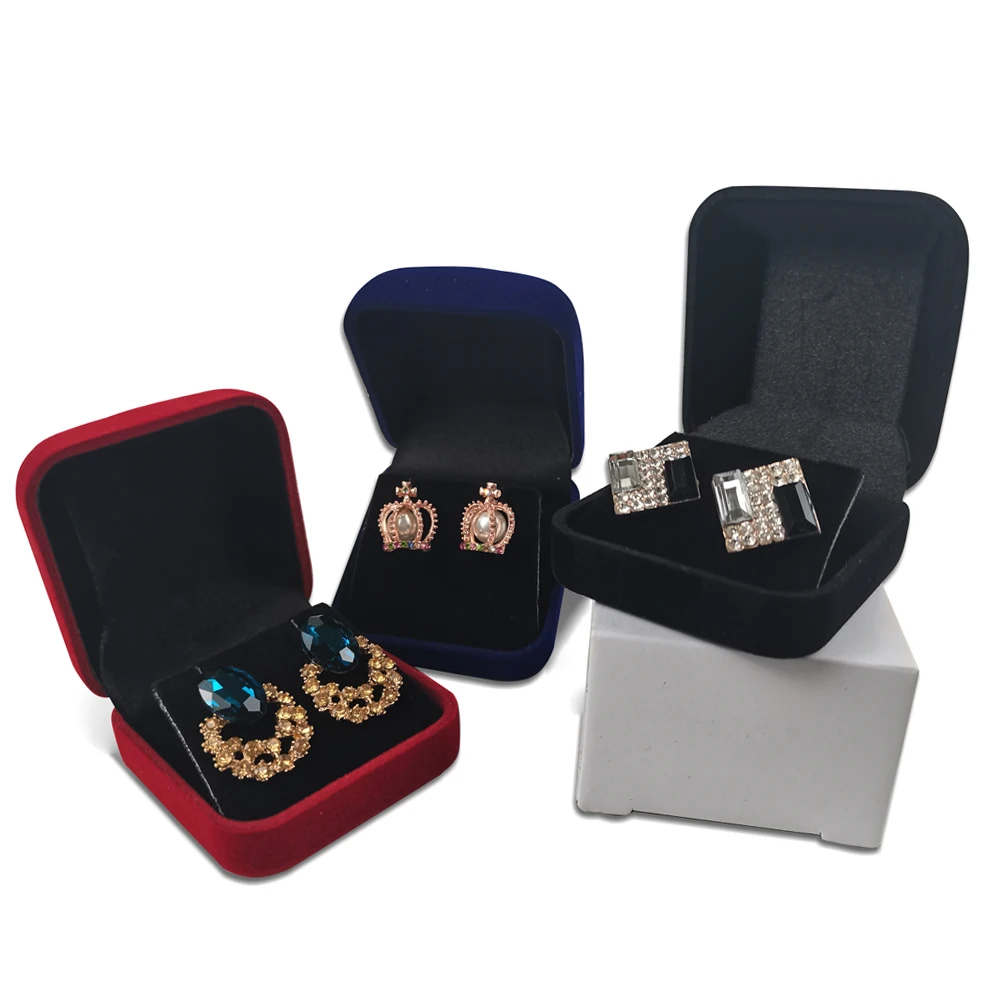 Factory Outlet Stud kolczyk pudełeczko Black Velvet Display biżuteria mały wisiorek Organizer na naszyjniki futerał do przechowywania świąteczny prezent — zdjęcie 2