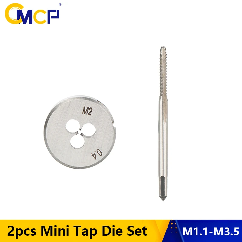 CMCP 2pcs Metric Screw Tap And Die Set M1.1 M2 M2.2 M2.5 M3.5 Right Hand Machine Screw Thread Tap Drill Mini Thread Tools