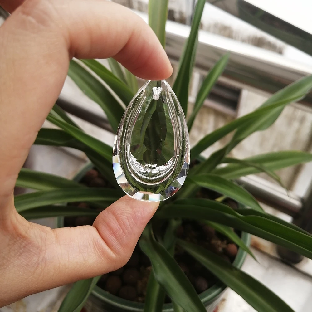 Camal 2pcs 50mm Suncatcher Crystal Faceted Tear Drop Chandelier Pendant Prism Hanging Ornament Fengshui Lamp Lighting Part DIY