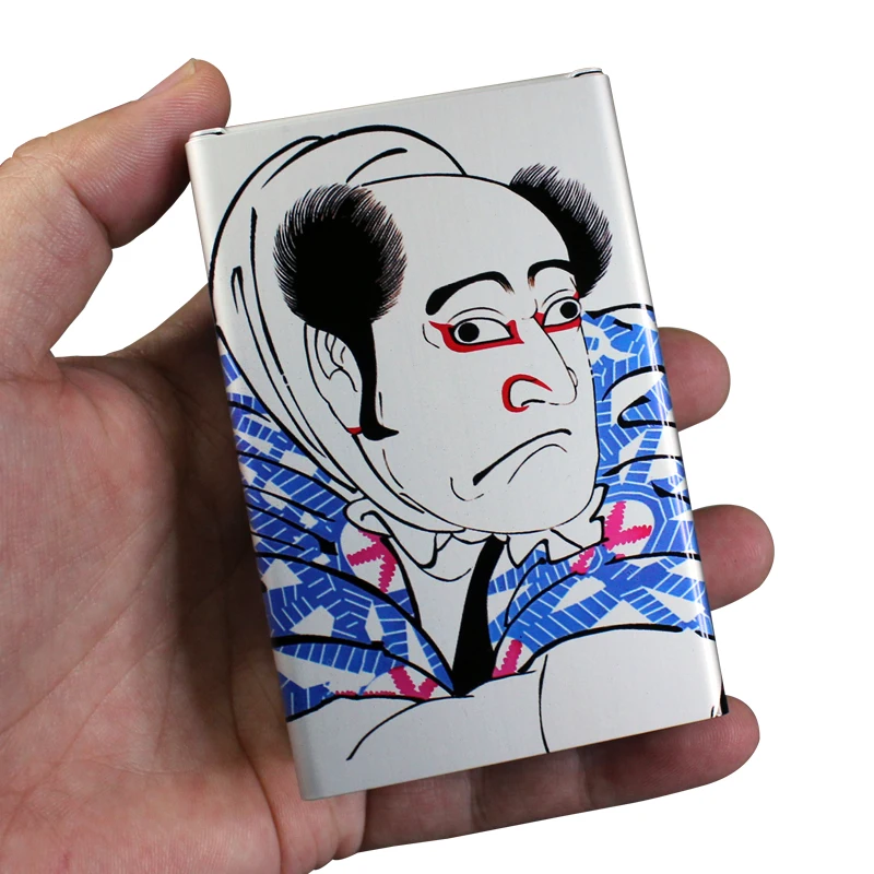 Automatic Sliding Cigarette Case Box Smoking Gift For Japanese Style Man Ukiyoe Edo Period Metal LOGO Custom Made Color Printing