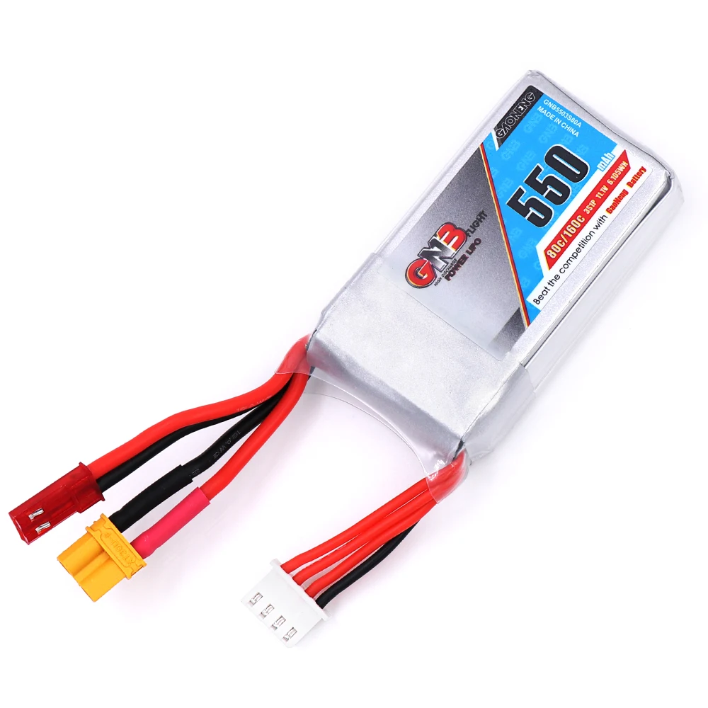 Gaoneng-レーシングドローン用lipoバッテリー,高レート,gnb 3s 11.1v 550mah 80c,xt30,rc用jstプラグ,ca lizard95,fpv,レーサー,クワッドコプター,2または5ユニット