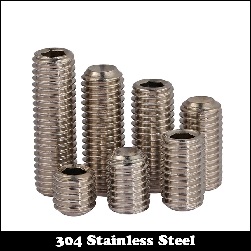 

M5/M6*3/4/5/6/8/10/12/16/20/25/30/35/40 304 Stainless Steel DIN916 Allen Head Hex Hexagonal Socket Jack Grub Cup Point Set Screw