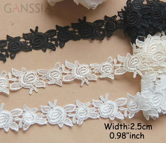 1yard Width:2.5cm Rose Design Lace Embroidered Lace Trimming Lace for DIY Sewing Accessories Lace for Garment(ss-694)