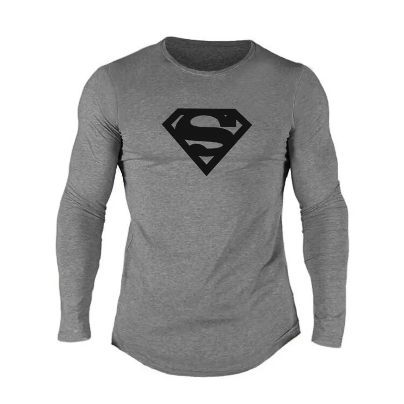 Brand Fitness Casual Clothing Workout Tee Top Gyms Fashion O-Neck Slim Fit Tshirt Men Breathable Sports Long Sleeve T-shirt