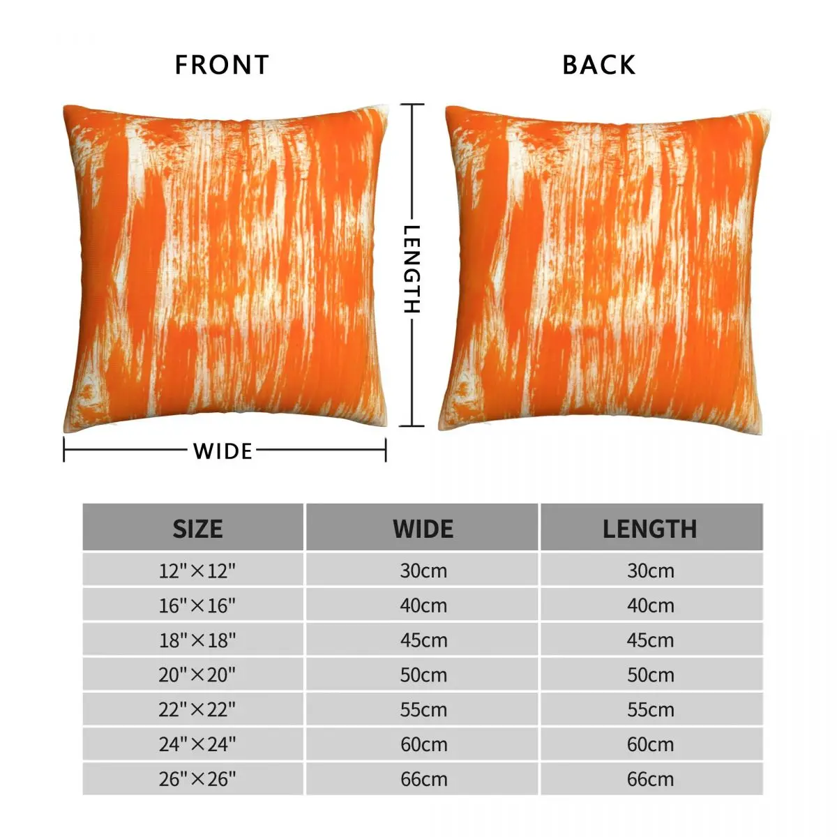 Orange Paint Brush Square Pillowcase Polyester Linen Velvet Pattern Zip Decor Home Cushion Cover