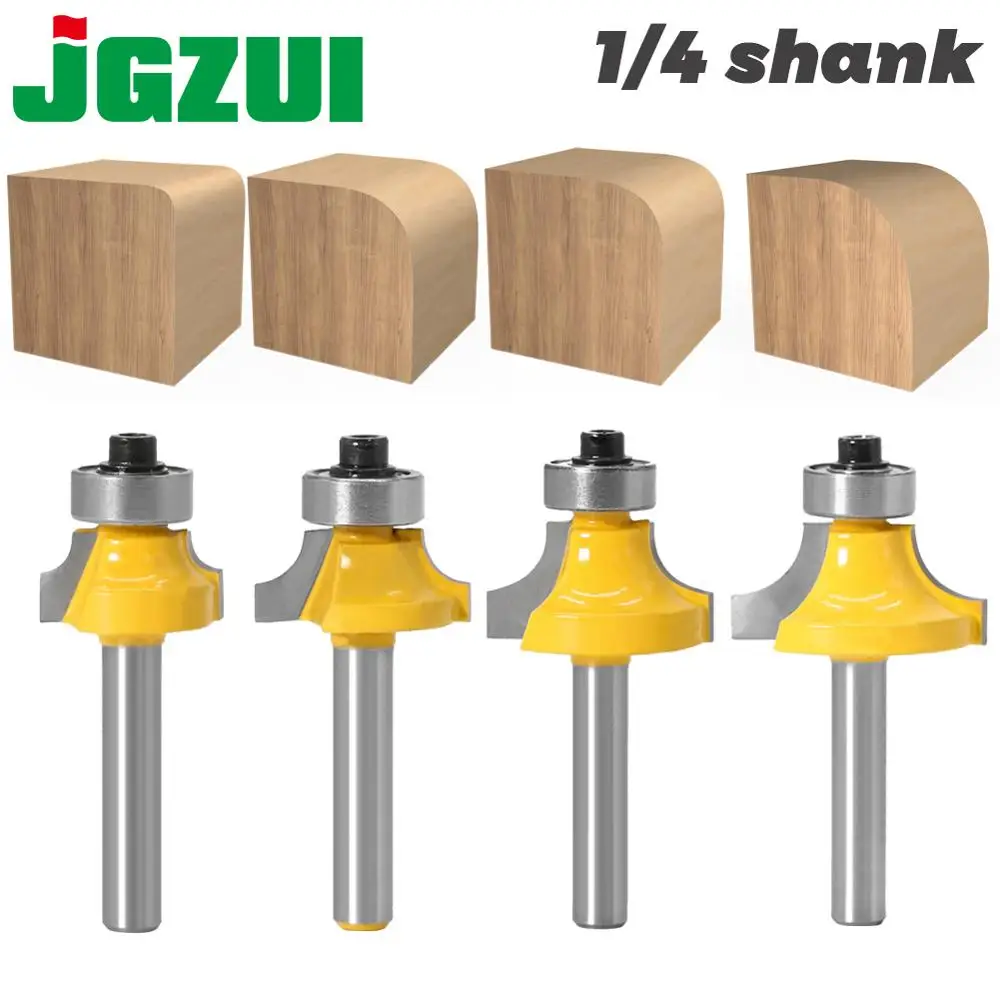 1pc 1/4 shank Corner Round Over Router Bit with Bearing for Wood Woodworking Tool Tungsten Carbide Milling Cutter