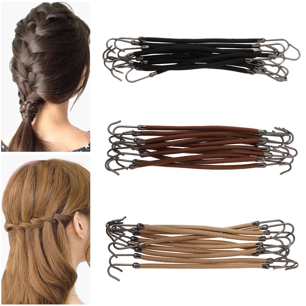 10 PCS Ponytail Holder Women's Elastic Hair Bands Hook With Gum  Thick Curly  Hair Fashion Black Apricot Brown Styling Tools