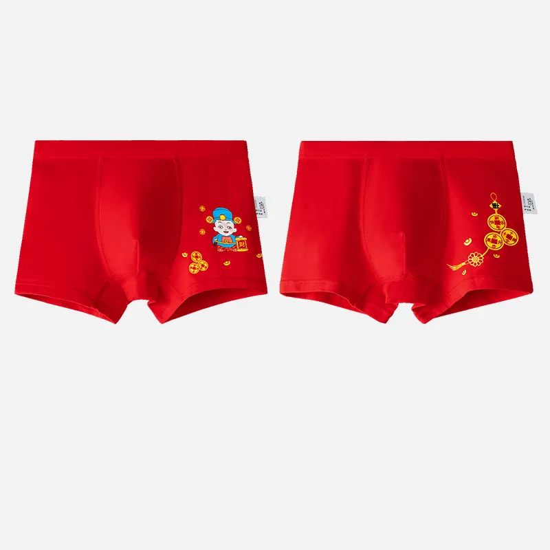 2pcs Christmas Red Boys Boxer Underwear Boxer Kids Cotton Boy Underpanties Boys Clothes for 3 4 6 8 10 12 14 Years Old OKU203021