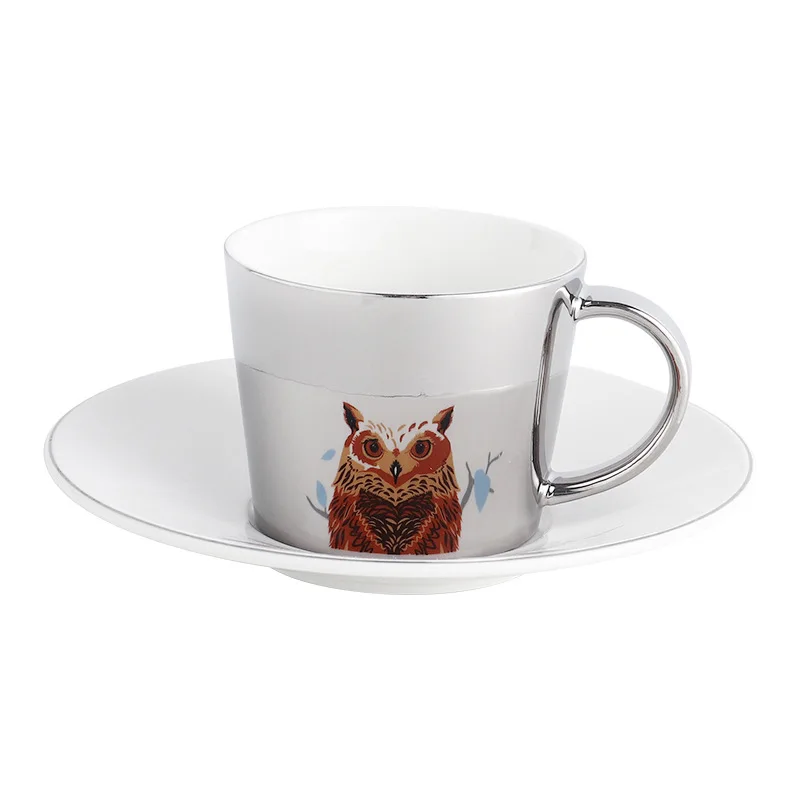 Creative Leopard Anamorphic Cup Mirror Reflection  Tiger Zebra Mug Luycho Coffee Tea Set With Coaster 220ml  WF1015