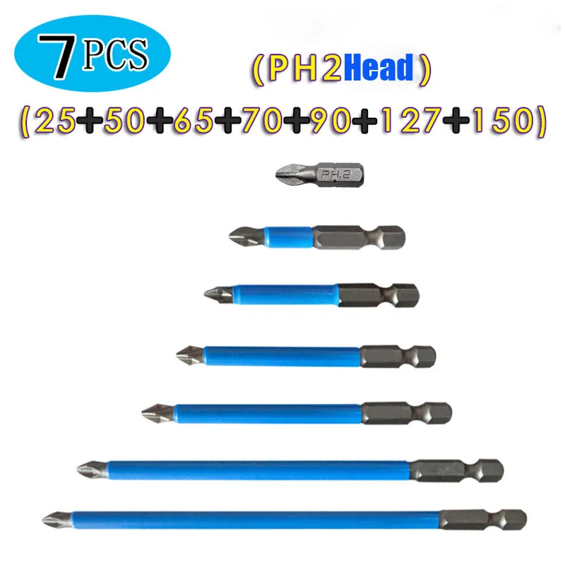 Phillips Bits Hex Shanked Anti Slip Screwdriver Bits Set Strong Magnetic Wind Batch Head Drill Bit Kit PH1,PZ1,PH2,PZ2, PH3,PZ3