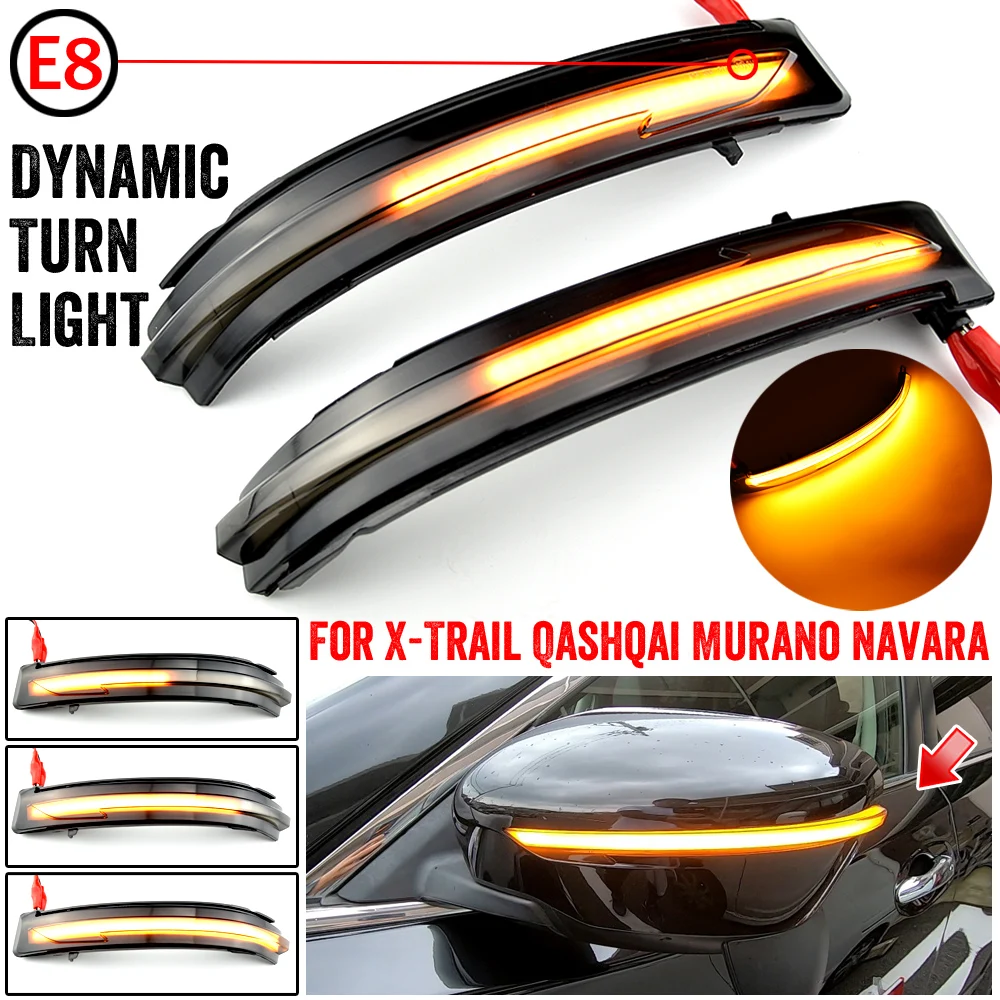 

For Nissan X-Trail T32 Rogue Qashqai J11 Murano Z52 Juke Navara LED Dynamic Turn Signal Side Rearview Mirror Repeater Light Lamp