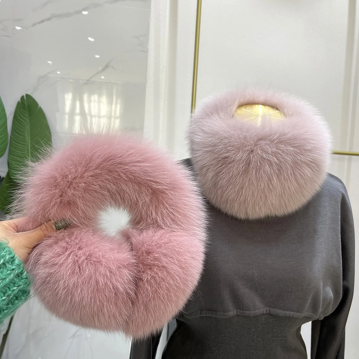 2021 New Fashion Luxury Genuine Real Fox Raccoon Fur Winter Warm Fluffy Earmuffs Earcaps Scarf Scarves Ear Protector