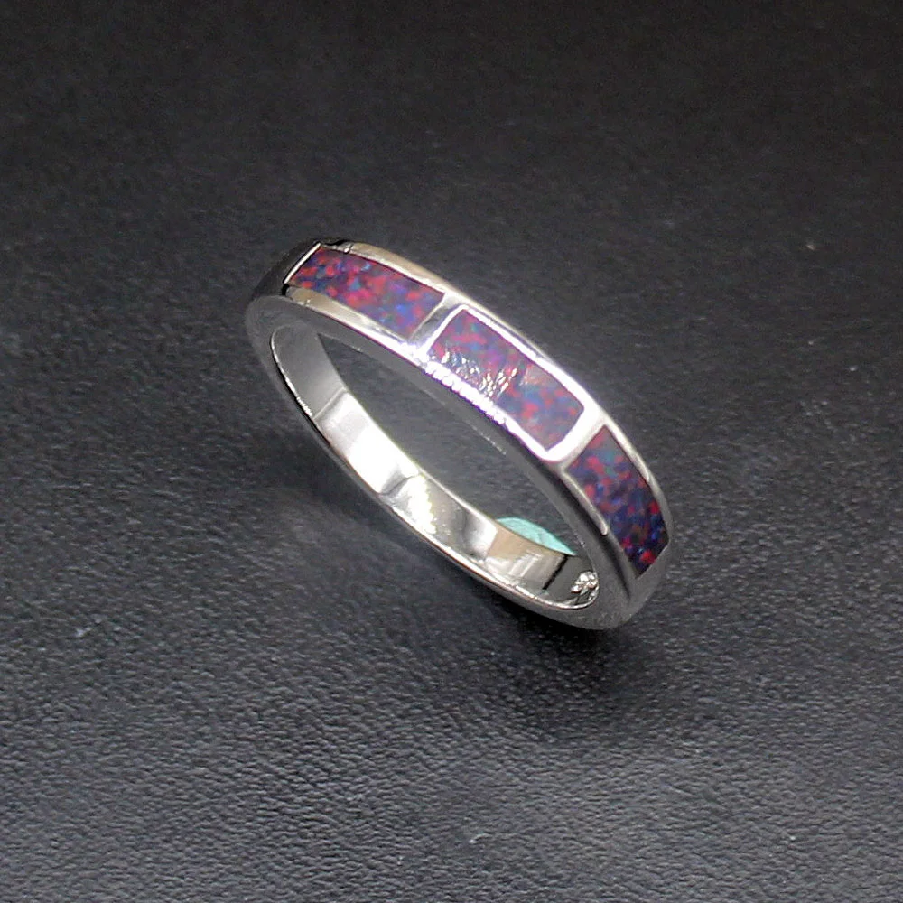 

Gemstonefactory Jewelry Big Promotion Single Unique 925 Silver Rainbow Lovely Opal Charm Women Gifts Band Rings 8.5# 20214501