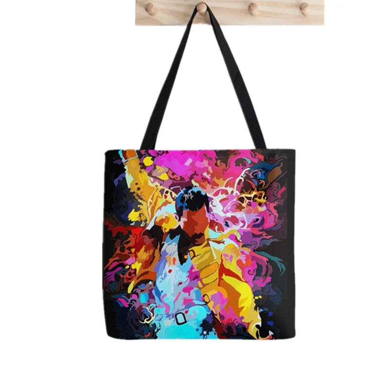 Shopper Freddie Mercury Queen Printed Tote Bag women Harajuku shopper handbag girl Shoulder shopping bag Lady Canvas Bag