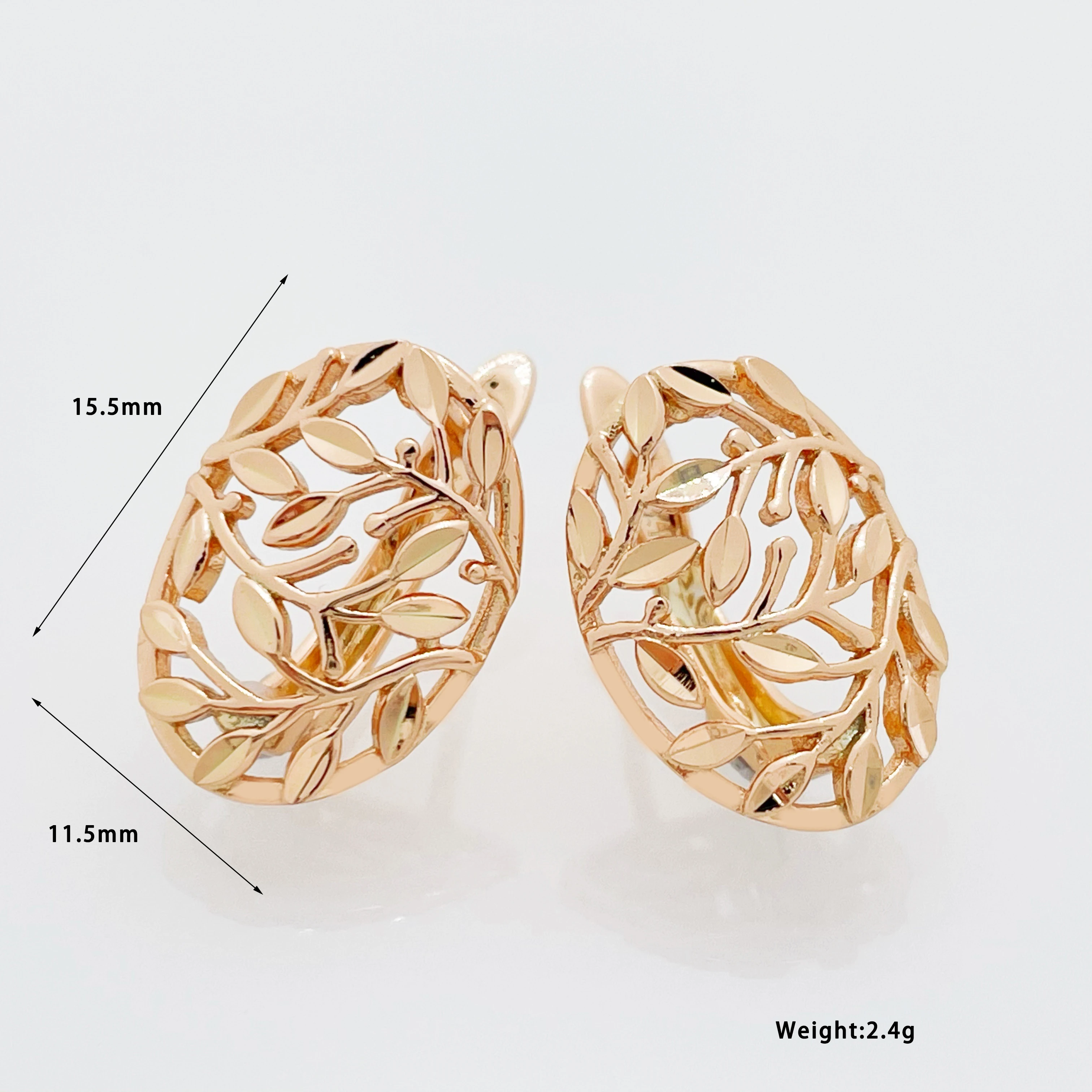 New Hollow Leaf Vintage Classic 585 Rose Gold Drop Earrings Women Simple Fashion Jewelry