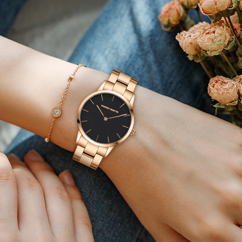 Conjuntos de relojes de pulsera para mujer, de diseño de marca superior, a la moda, oro rosa, resistente al agua, movimiento japonés, cuarzo, banda de acero inoxidable, 2021