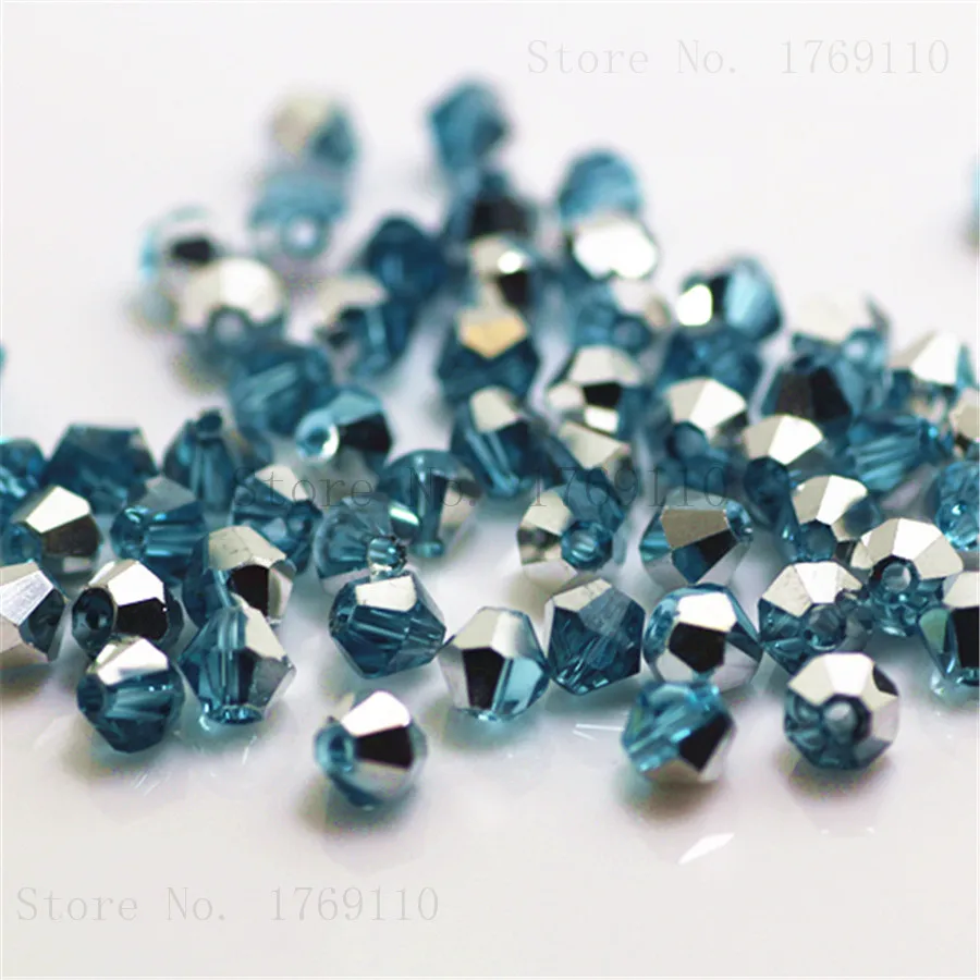 Black Silver Color 100pcs 4mm Bicone Austria Crystal Beads charm Glass Beads Loose Spacer Bead for DIY Jewelry Making