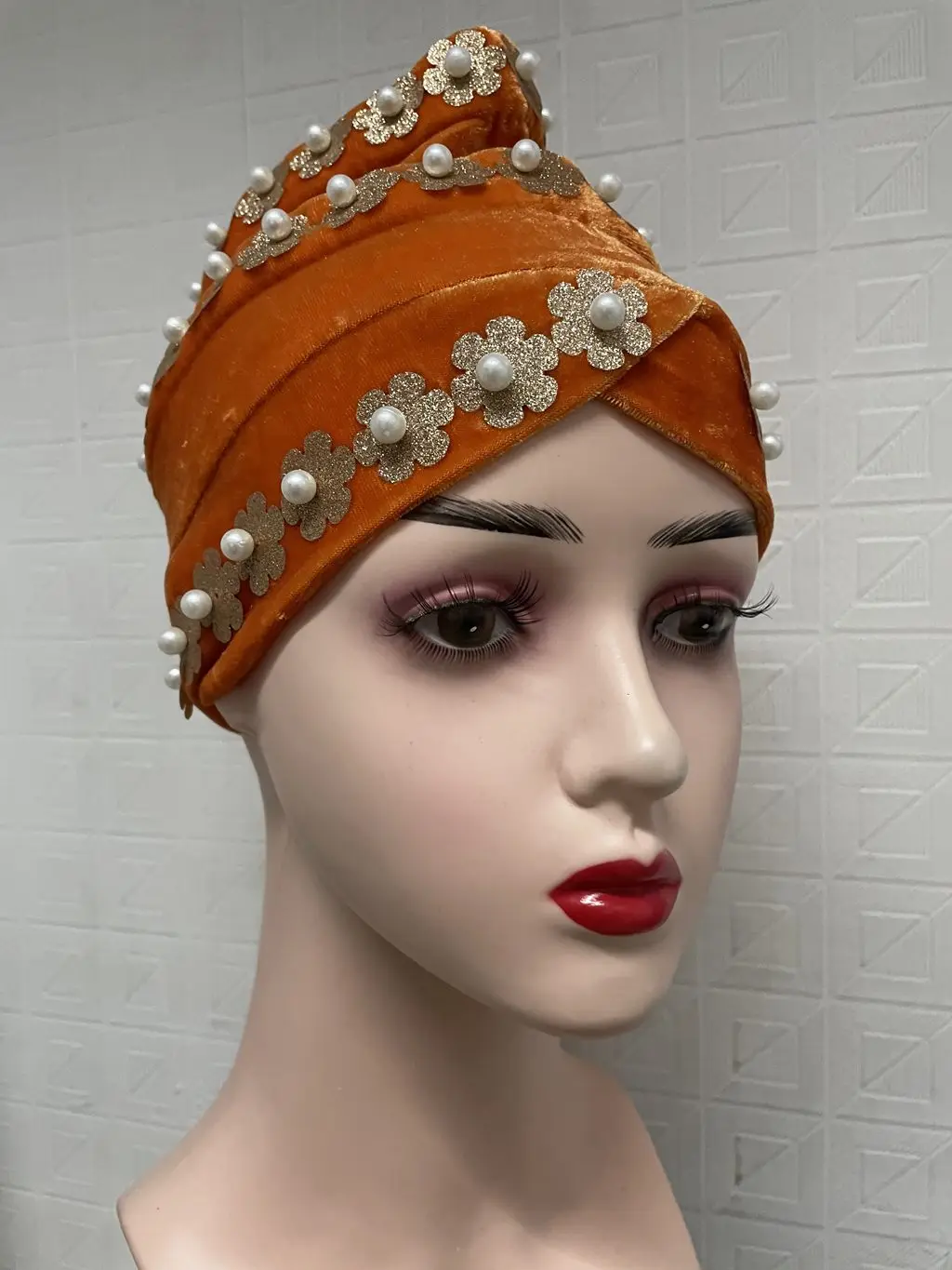 African Velvet Shinning Sequins Beads Turban Hat Women Cap Auto Gele Aso Oke Headtie Party Fashion Headwear