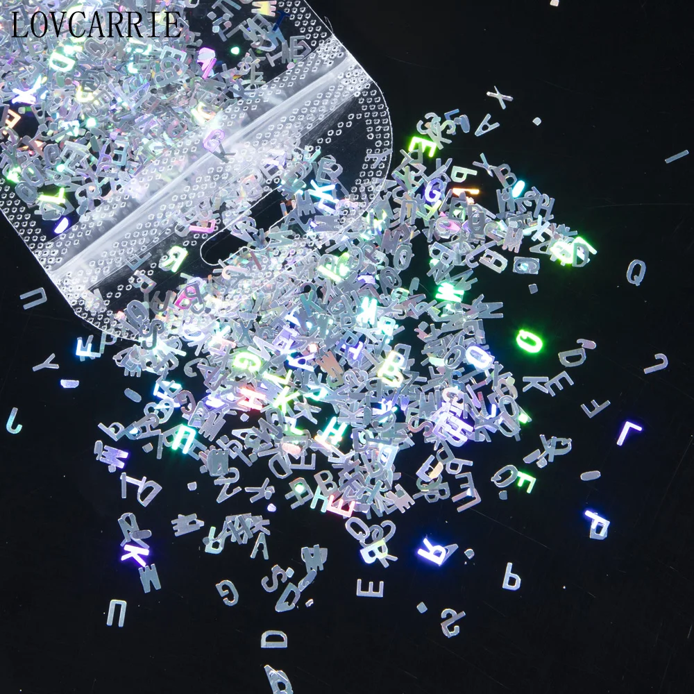 1 Bag Holographic Letter Nailart Sequins Paillette Alphabet Number Mix Glitter Nail Art Decorations Accessories Ultrathin Flakes