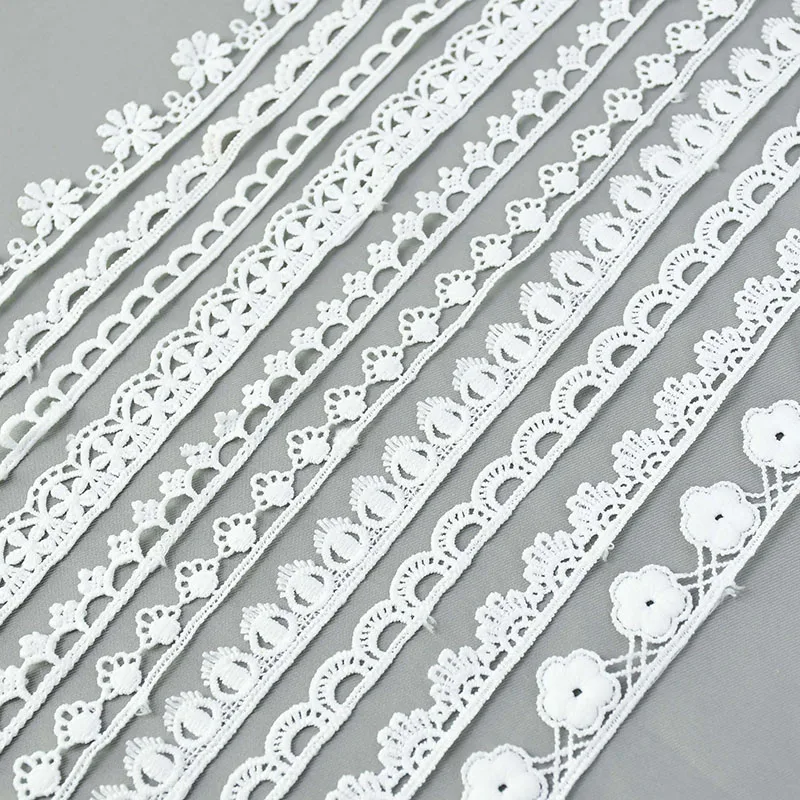 5Yards qualité blanc dentelle ruban ruban 10-40mm dentelle garniture bricolage brodé à la main vêtements couture dentelle tissu ruban artisanat