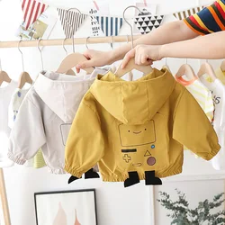 Spring Jacket Long Sleeve Tops Children Cartoon Fashion Outerwear Coat Hooded Windbreaker Boys Girls Thin Jackets 1-5Years