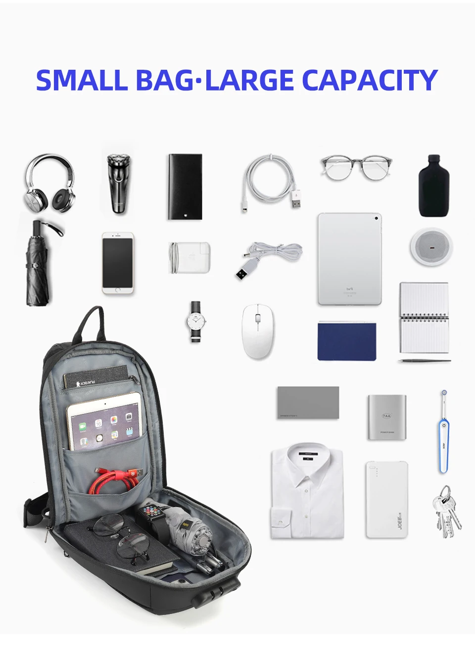 Tigernu Mode Männer Hohe Qualität Umhängetasche Spritzwassergeschützte Brust Tasche Anti-diebstahl USB Lade Casual Brust Tasche Männlichen Tasche – Detail 11