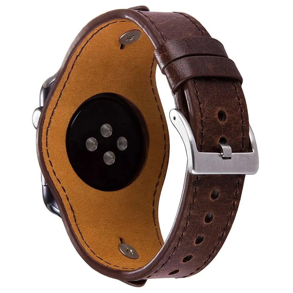 Cuff Leather strap For Apple watch band 44mm 40mm 45mm 41mm 42mm 38mm 44 40 mm correa bracelet iWatch series 5 4 3 SE 6 7 strap