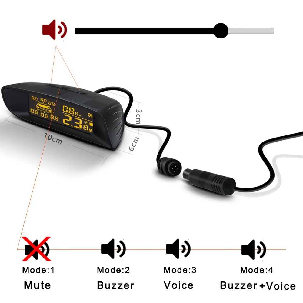 Voertuig Auto 8-parkeersensoren Systeem Reverse Backup Radar Voor- en achterassistent Kit Parktronic Auto Distance Detection Pieptoon