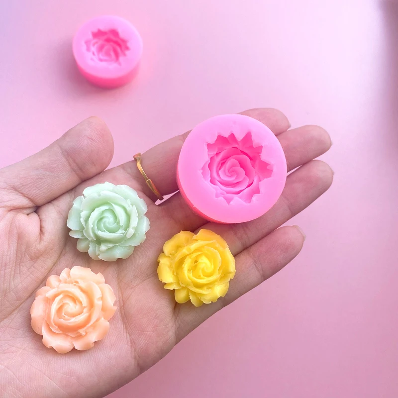 2Pcs 3D Rose Flower Shape Silicone Soap Mold Form Chocolate Cake Mold Handmade Diy Cake Fondant Decoration Soap Making Silicone