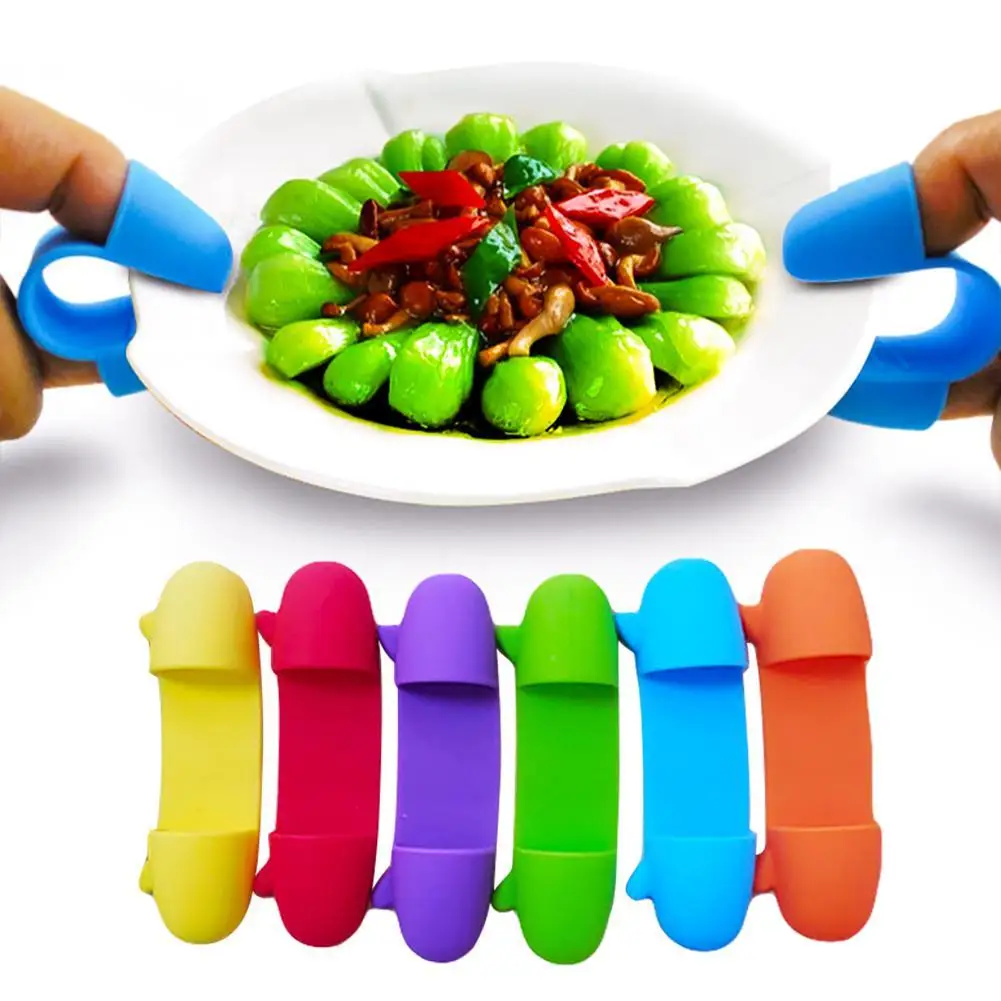 1 Pair Mini Silicone Heat Insulated Finger Clip Bowl Dish Plate Clamp Holder Non-slip Gripper Pot Holder Baking Accessories