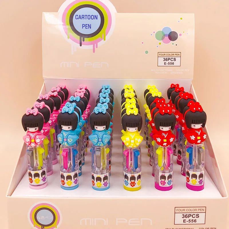 

36 pcs/lot Mini Japanese doll 4 Colors Ballpoint Pen Cute ball pens School Office writing Supplies Stationery Gift