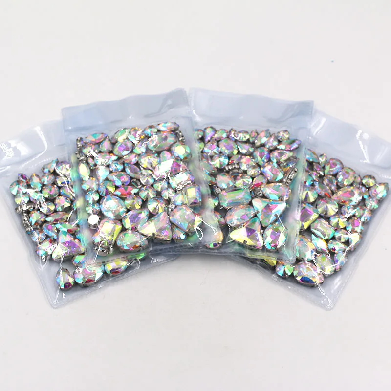 NEW Clothing accessories mixed shape crystal AB sew on claw glass rhinestones for wedding decoration/dress