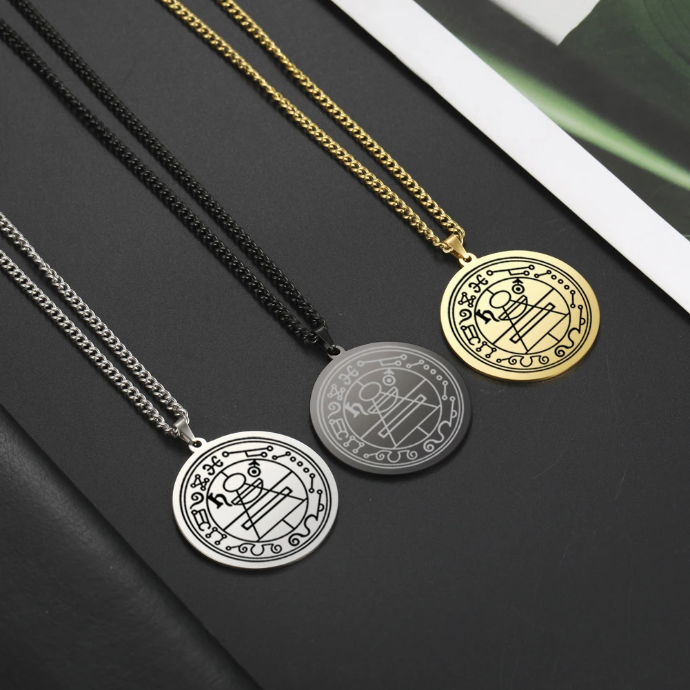 Dawapara Protection Secret Seal of Solomon Jewelry Wealth Fortune Amulet Pendant Necklace Talisman Stainless Steel Necklace