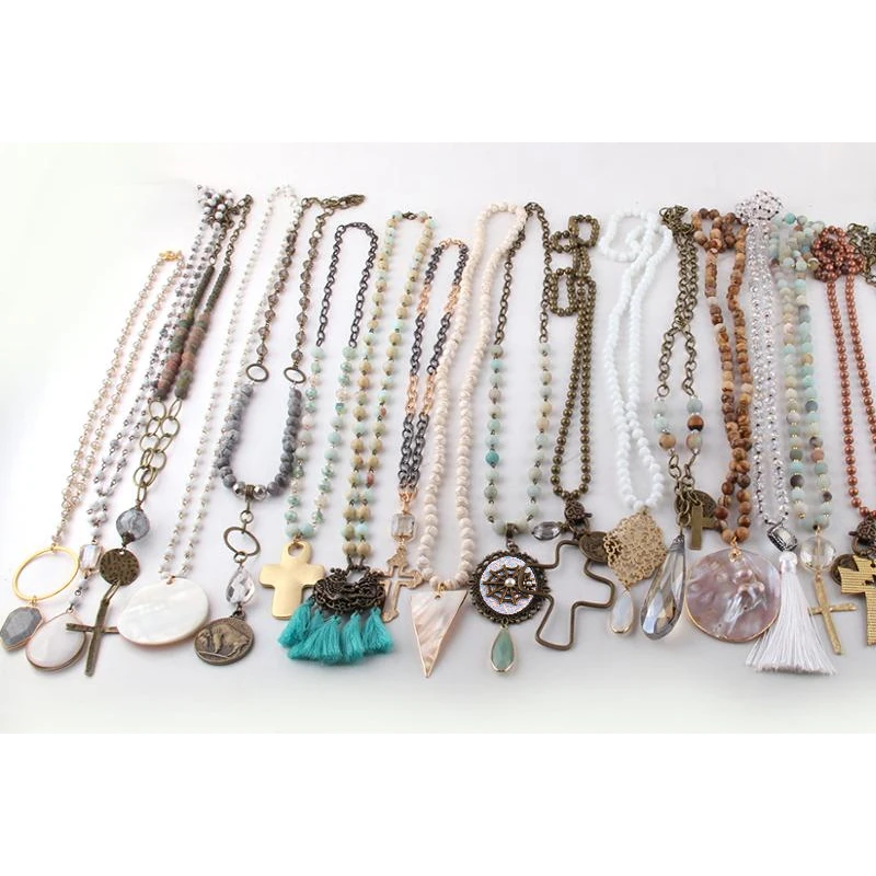 Wholesale Fashion Mix Color Pendant Necklace Handmade Women Jewelry 20pc mix