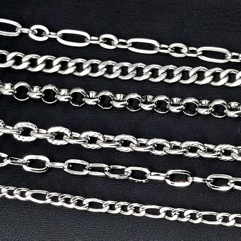 Correntes de Aço Inoxidável para Fazer Jóias, DIY Rolo Cabo Link Chain, Colar Pulseira, Acessórios Artesanais, Atacado, 1m