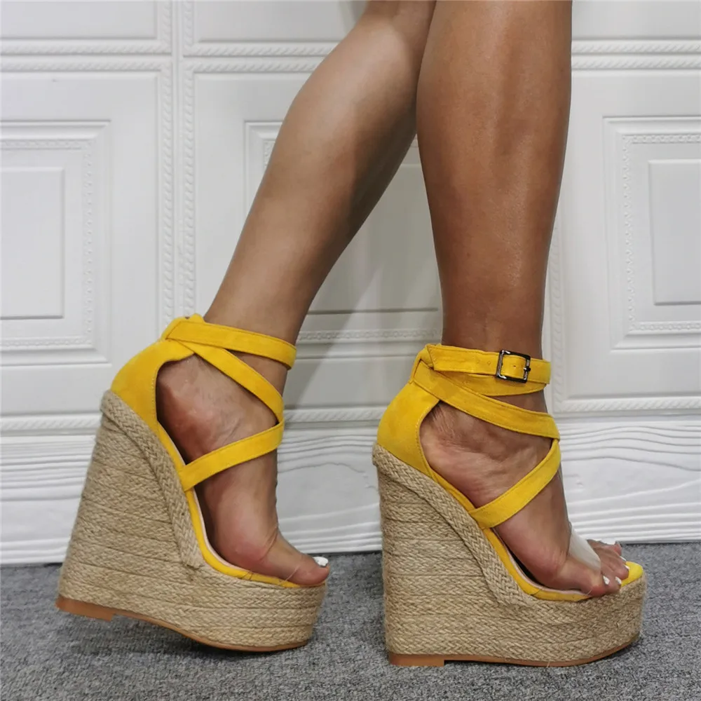 Platform Sandals Wood Platform Wedges Height Increasing Party  Sandalia Feminina Party Club Shoes Women Large Size 44 45 50 52