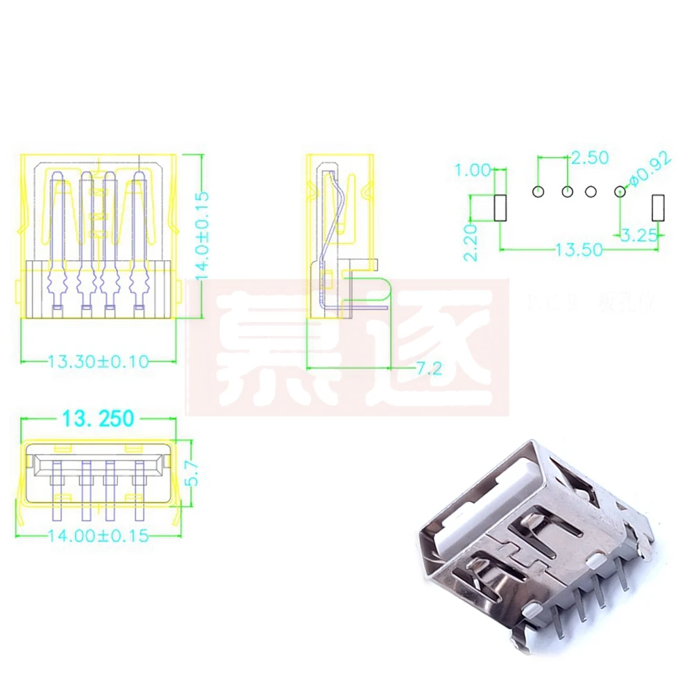 2020ขายร้อน10Pcs USB Type Aพอร์ตมาตรฐานตัวเมียSolderตัวเชื่อมต่อซ็อกเก็ตPCB USB-Aประเภท
