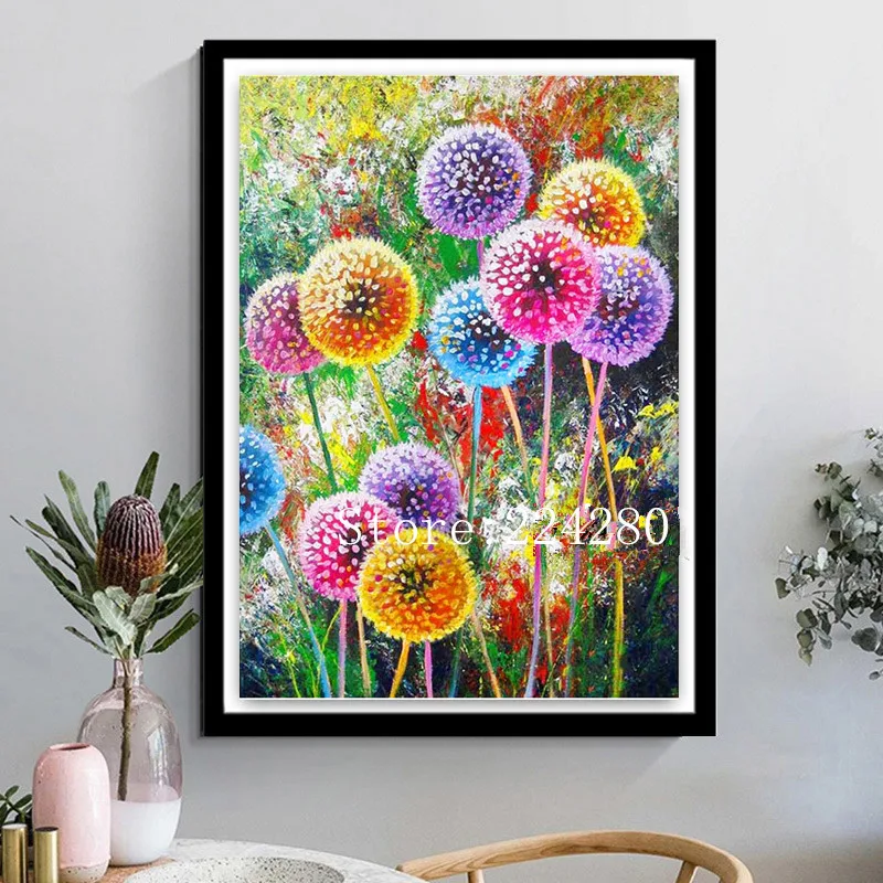 Color dandelion garden Needlework,sets Cross stitch Handmade 16ct 18ct 14CT Canvas DIY,Cross-stitch kits,Embroidery Arts Home