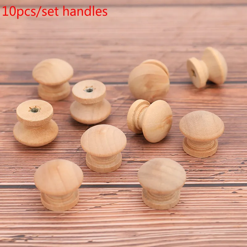 10pcs/lot Handles 2.4X2CM Natural Wooden Cabinet Drawer Wardrobe Knobs Door Pull Kitchen Handle Furniture Hardware