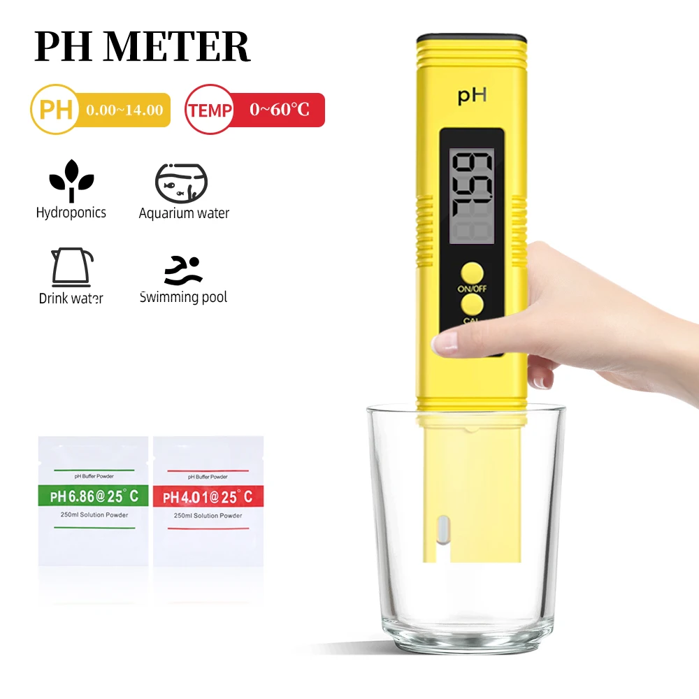 Testeur de PH numérique avec grand écran LCD, testeur de qualité de l'eau, de l'alimentation, de l'aquarium, de la piscine, de la culture hydroponique, format de poche, 0.01