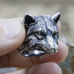 Fashion Vintage Fox Rings For Motorcycle Party Cool Punk Animal Silver Color Rings For Men Women Amulet Jewelry Gift Accessories