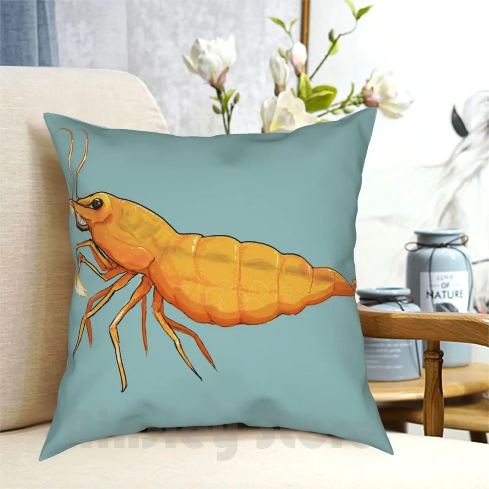 Keep It Shrimpel Pillow Case Printed Home Soft Throw Pillow Shrimp Garnele Unterwasser Underwater Sea Meer Water Crab