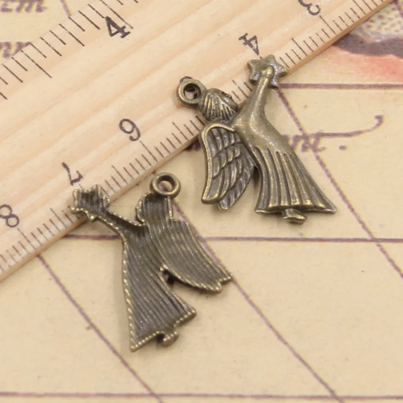 20pcs Charms Guardian Angel Star 26x23mm Tibetan Bronze Silver Color Pendants Antique Jewelry Making DIY Handmade Craft