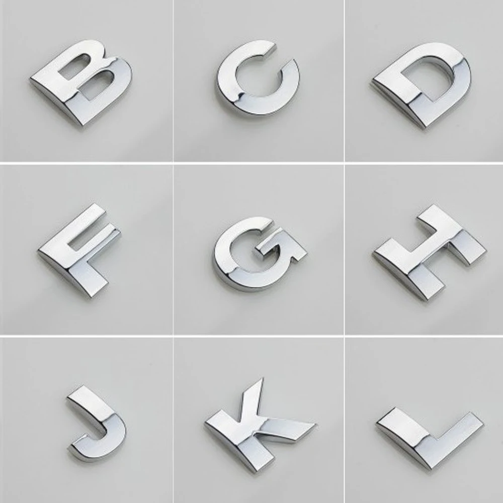 Alphabet Letter Car Stickers Styling Self Adhesive Auto Badge Emblem Auto Tuning Sticker A-Z 3D Chrome 25mm Car Accessories