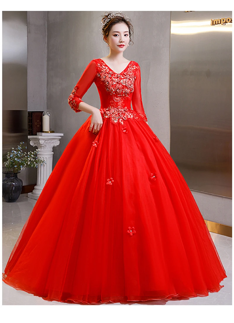 Magnifique robe De bal rouge en dentelle, 16 pièces, Corset pour 15 ans, nouveauté, 2021