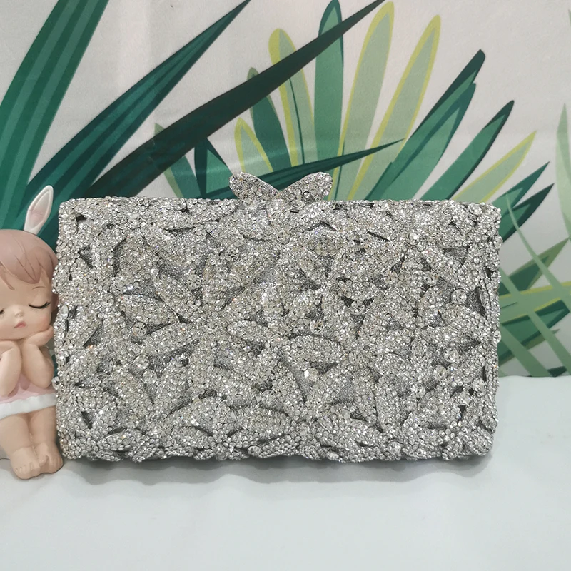 

Diamond Evening Clutch Bag Silver Bridal Clutch WHTUOHENG Crystal Bridesmaid Dinner Handbags Rhinestone Cocktail Purses Bags