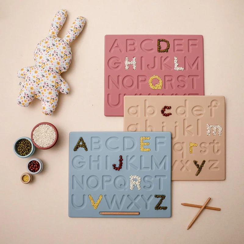 Planche d'alphabet Montessori en Silicone pour enfants, jouets éducatifs pour bébés, tapis de suivi d'écriture, produit cognitif d'apprentissage