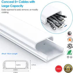 TV Cable Hider Cord Cover for Wall Mounted TV ,TV Cable Concealer - Paintable Wire Cover Raceway Kit W2.3 H0.7, White