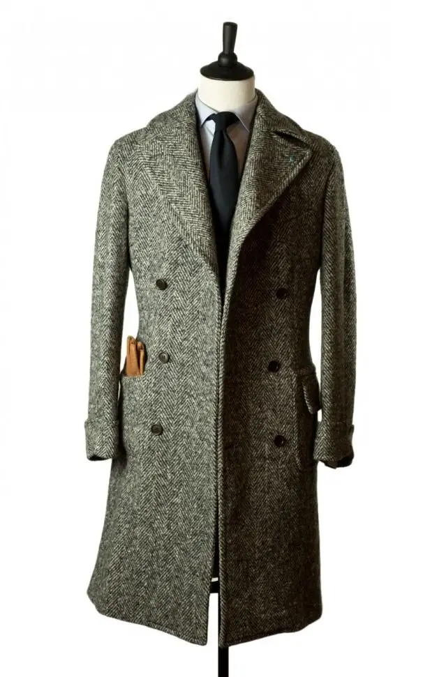 Manteau d'hiver chaud en Tweed pour hommes, veste de mariage sur mesure, Double boutonnage, Blazer sur mesure, une seule pièce